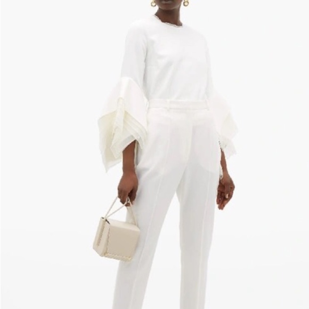 ROKSANDA Top Rana White Tulle Trimmed Crepe Blouse - Picture 15 of 15